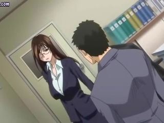 Geil anime leraar geeft pijpen