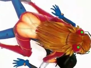 Fiery redheaded anime babe riding