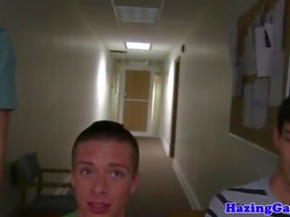 College twink facialized at dorm room