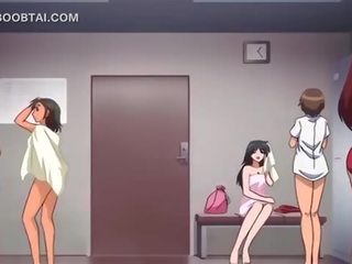 Big titted anime sex bomb jumps dick on the floor