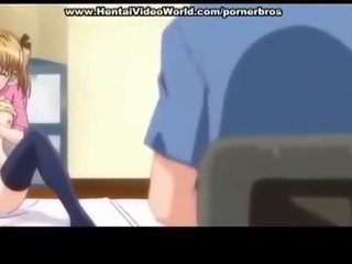 Anime teismeline tüdruk teeb lõbu kuradi sisse voodi