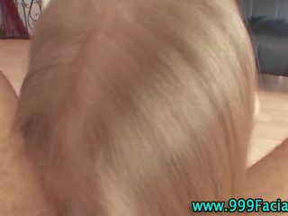 Pov blonde gets facial after cock sucking