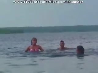 Girls in bikini fucked hard at a picnic